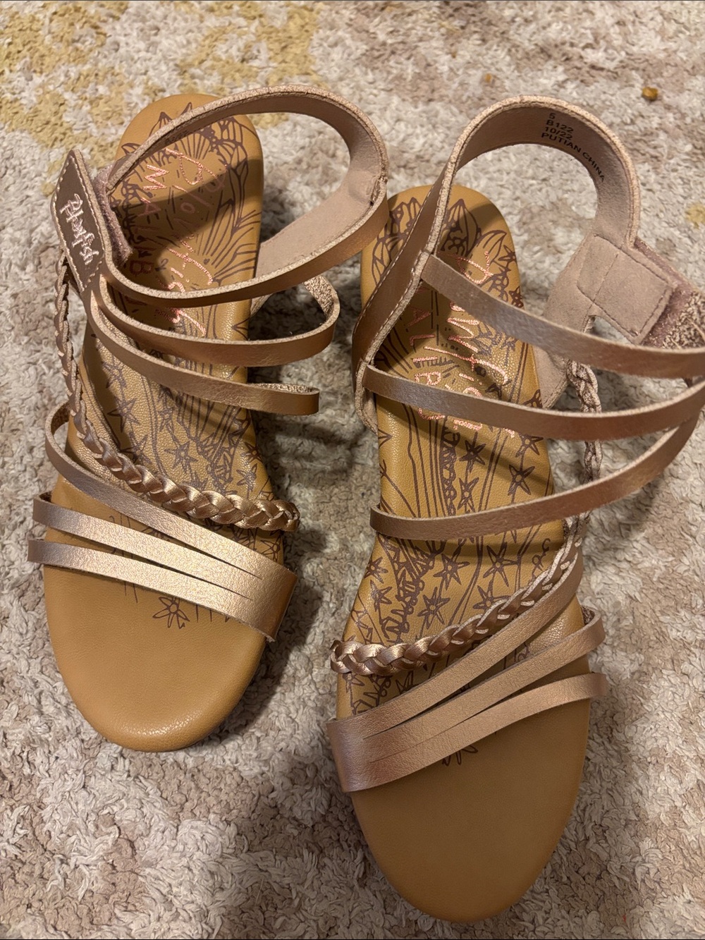 Blowfish Metallic Rose Strappy Braided Sandal